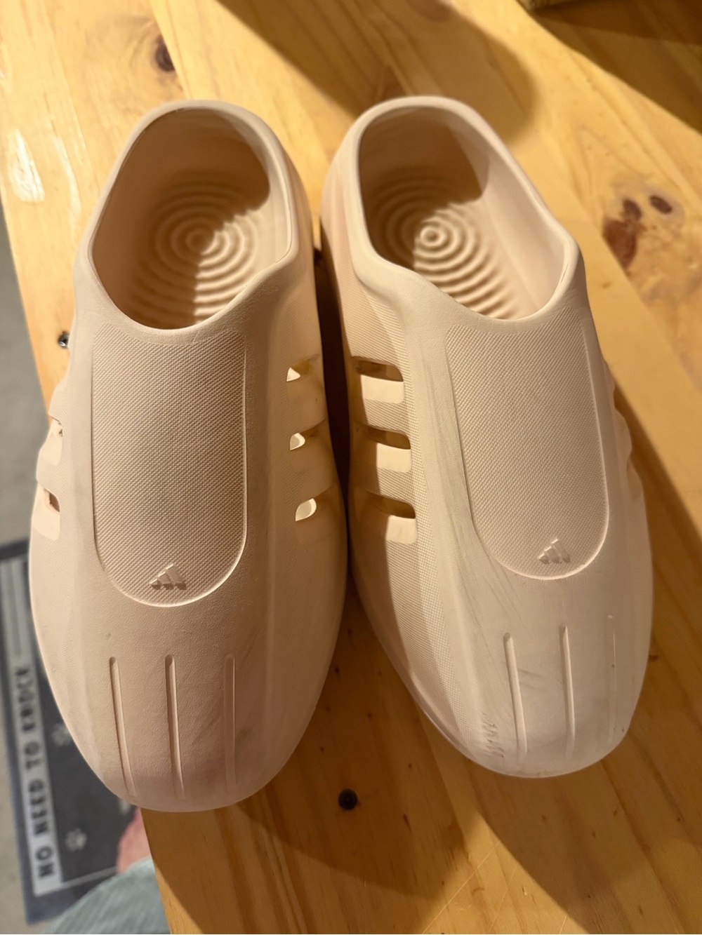 adidas Men's Slip-On Foam Clogs in Beige